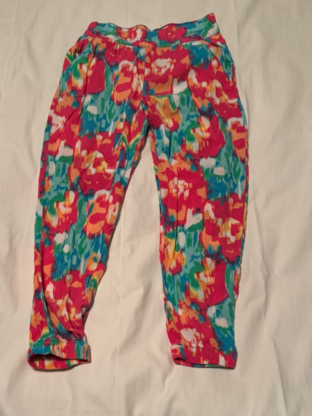 The Children's Place Girls Rainbow Floral Joggers Pants Sz 7/8 Colorful Elastic
